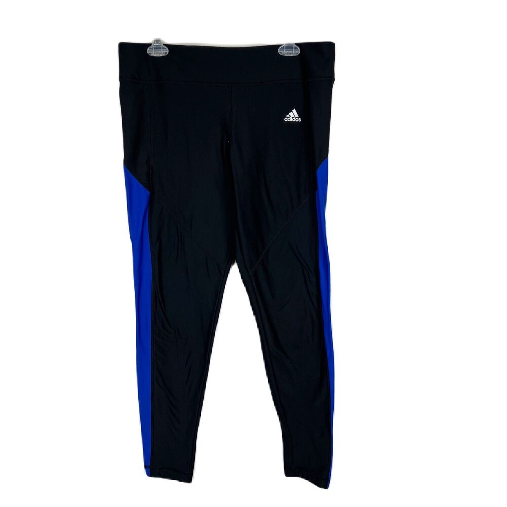 Adidas Leggings Women Extra Large Black Blue Stripe Climawarm Pull On Active